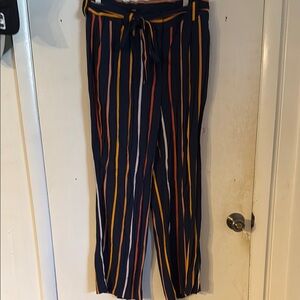 Striped Navy Wide-Leg Pants